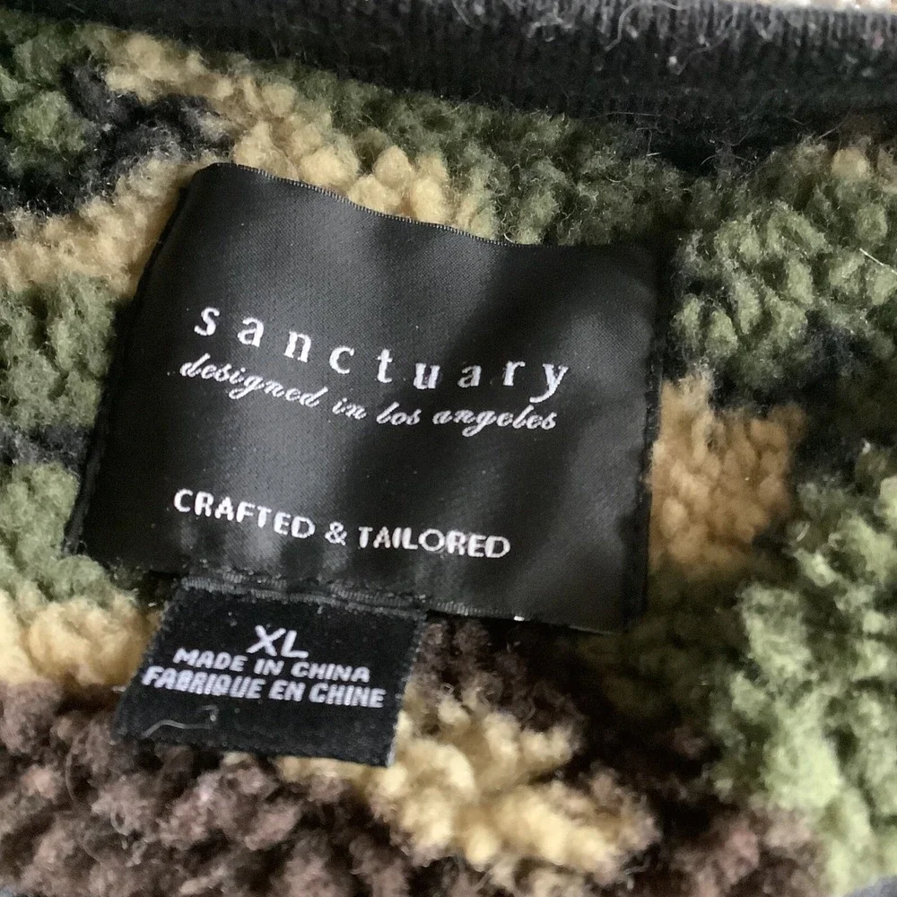 Sanctuary Camo Sherpa Jacket Full Zip Cozy Military Style ‎ Bomber Shacket XL
